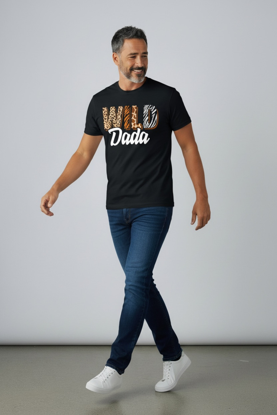 Wild Dada Safari Jungle Animal Birthday T-Shirt Black